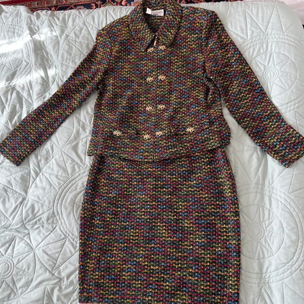 St. John Collection Multicolor Tweed Pencil Skirt and Blazer